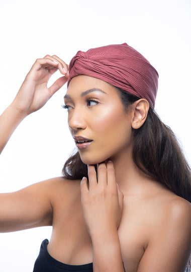 Berry Luxe Ribbed Twisted Turban