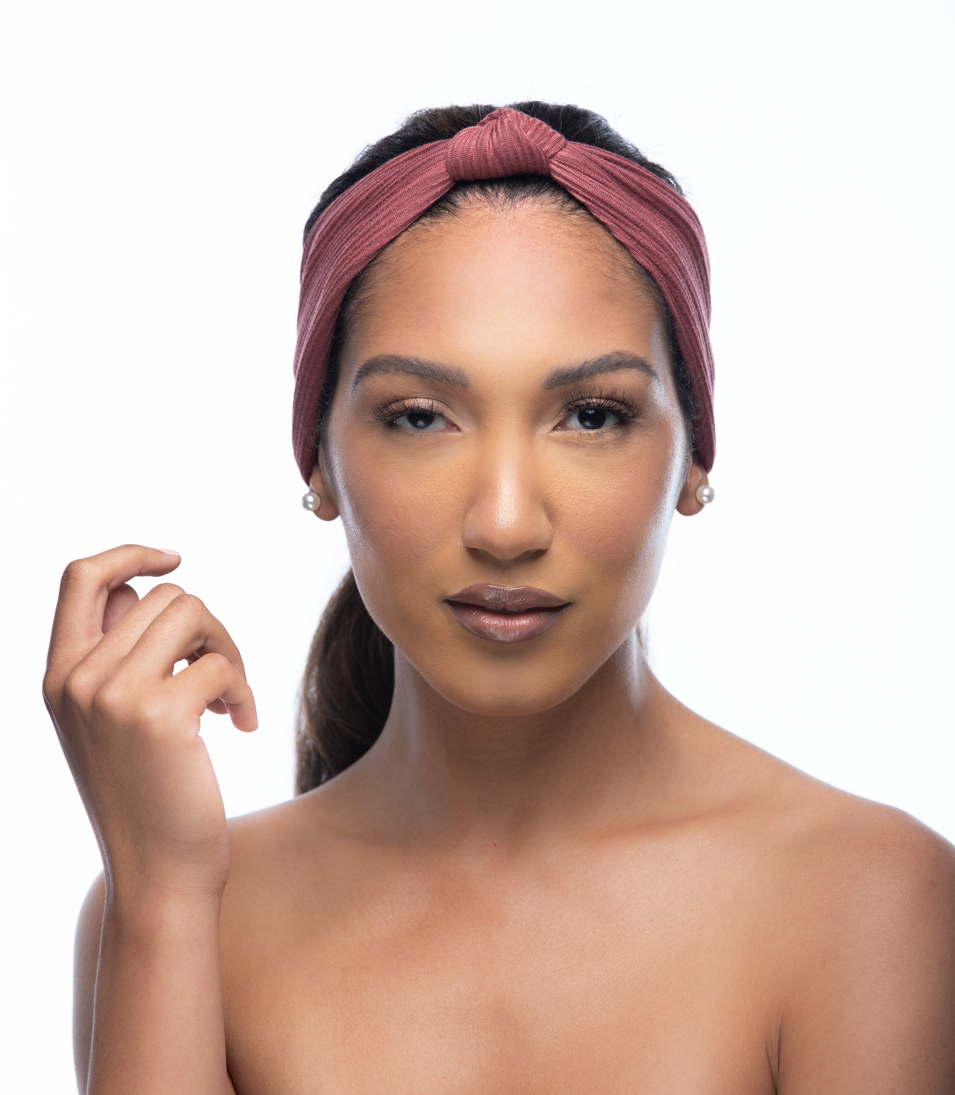 Berry Luxe Ribbed Knotted Headband